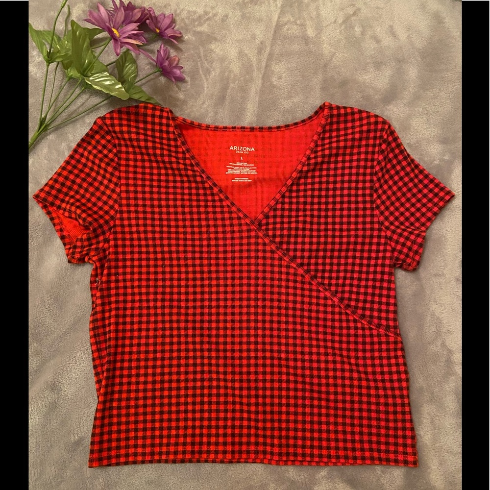 Arizona Womens Plaid Large Crop Shirt